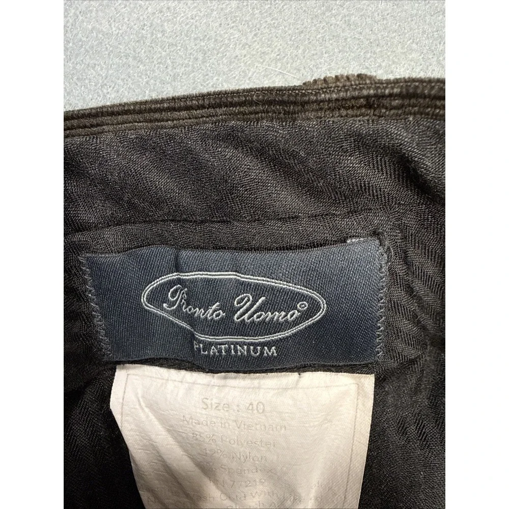 Pronto Uomo Platinum Pants Mens 40 Brown Corduroy Stretch Dress Slacks Office